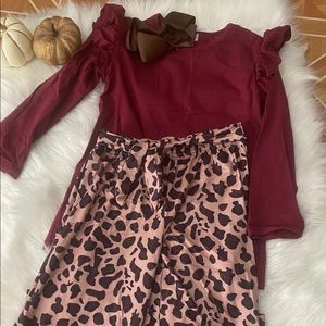 2 piece cheetah high waisted pants set